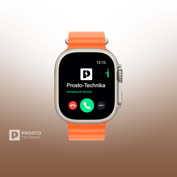 Часы Apple Watch Ultra 2, 49 мм, титан светлого цвета, ремешок Ocean оранжевого цвета (2023)